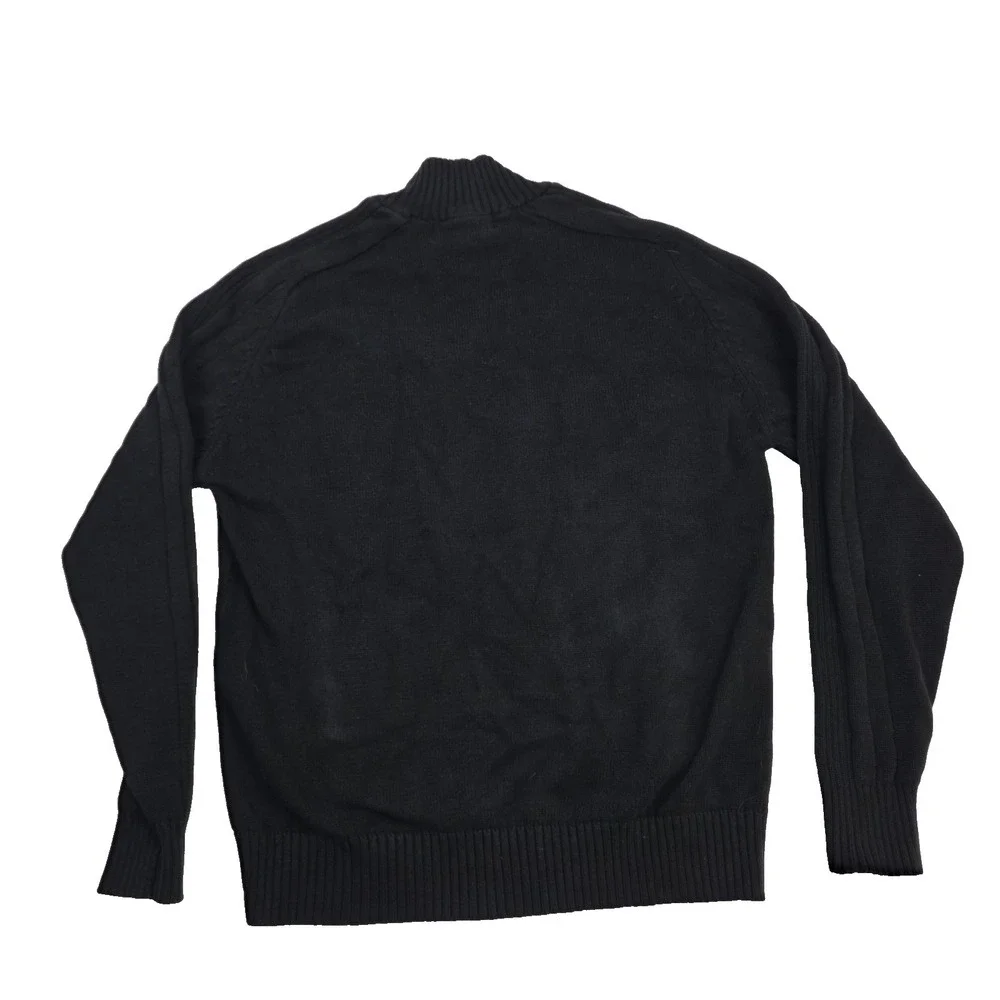 Oscar De La Renta Cotton Dark Quarter Zip Cozy Long Sleeve Sweater Men's L‎